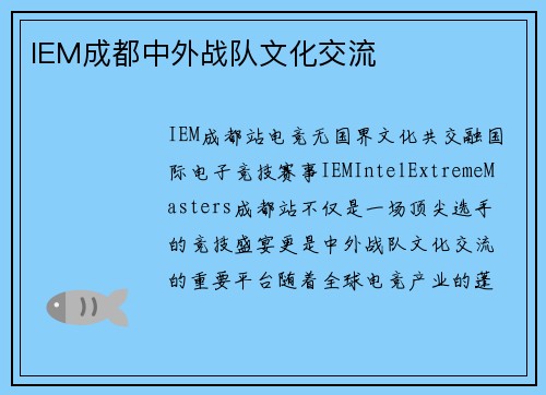 IEM成都中外战队文化交流